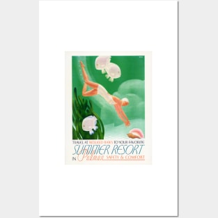 Summer Resort in Pullman Travel Holidays Art Deco Advertisement Vintage Posters and Art